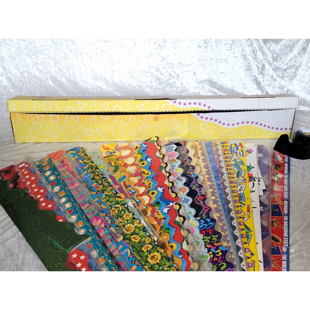 Huge Lot Bulletin Board Borders Classroom Trimmers 38 designs; 1000+ ft Teaching